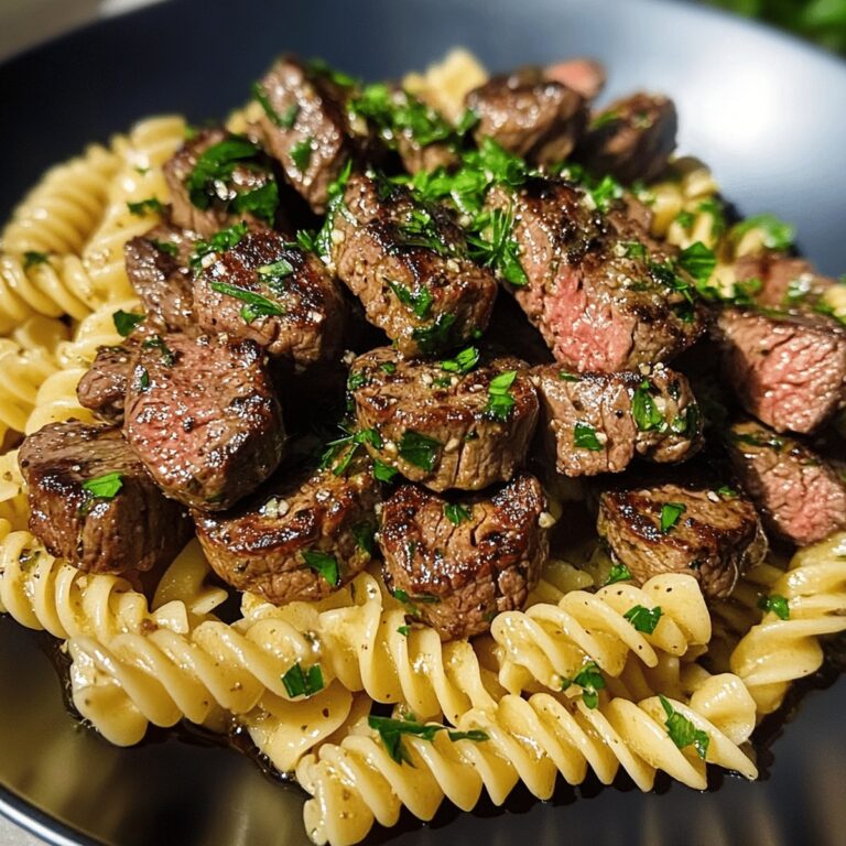 Succulent Steak Bites And Rotini In Garlic Parmesan Sauce Recipe