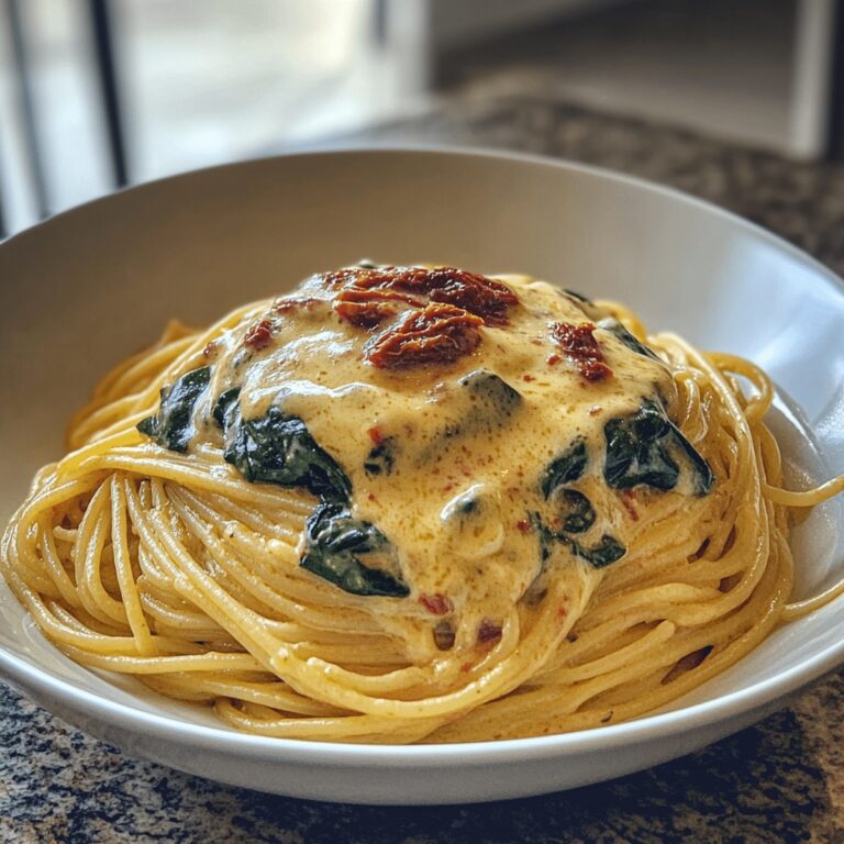 Spaghetti & Spinach With Sun-Dried Tomato Cream Sauce Recipe