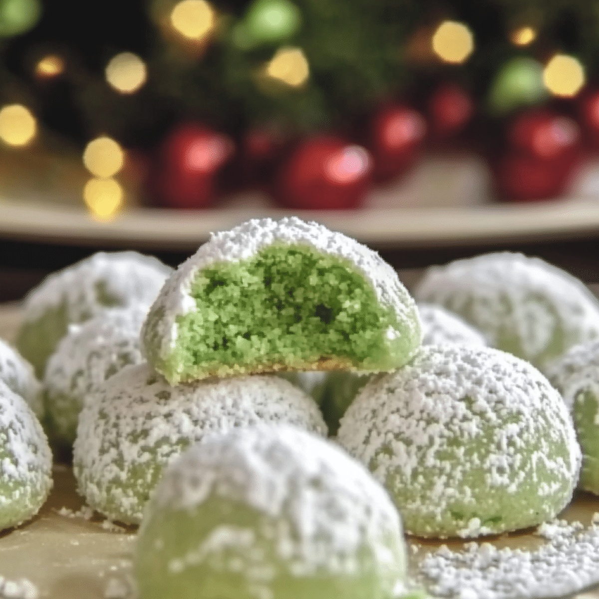 Festive Grinch Snowball Cookies Recipe