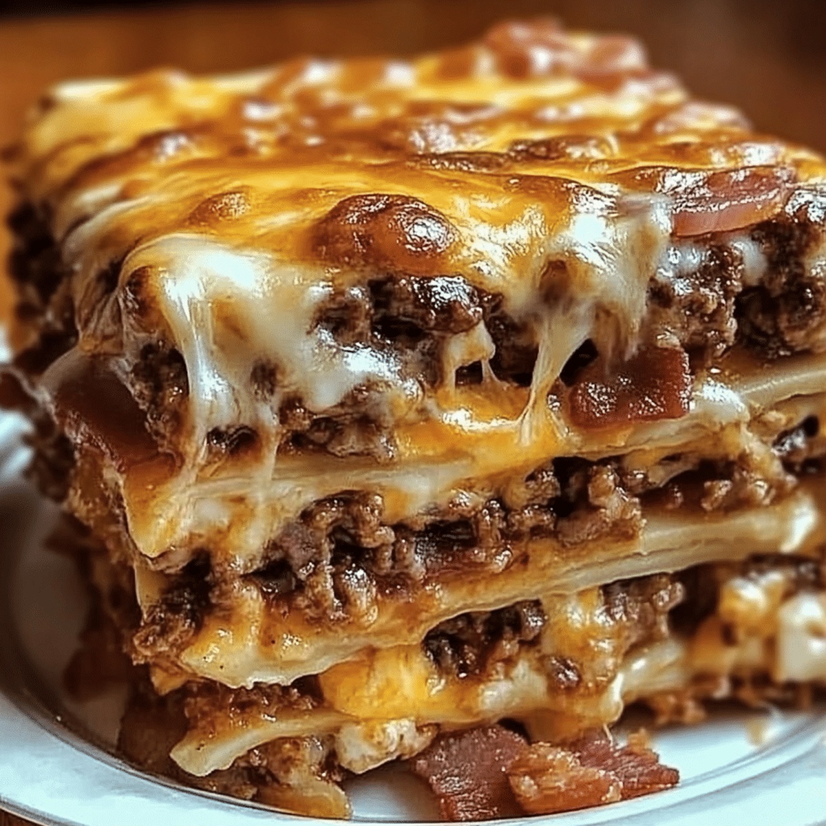 Gourmet Parmesan Garlic Bacon Cheeseburger Lasagna Recipe