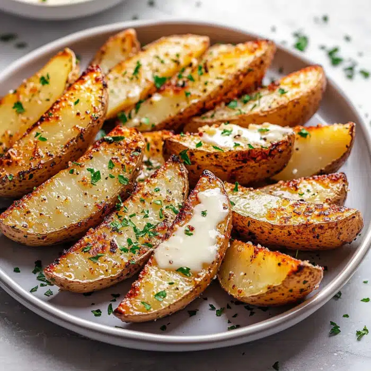 Crispy Garlic Parmesan Potato Wedges Recipe