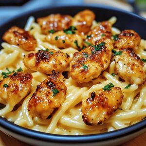 Succulent Garlic Butter Chicken Bites With Parmesan Pasta Recipe