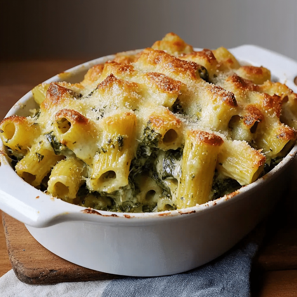 Creamy Baked Rigatoni With Spinach, Ricotta, And Fontina Recipe