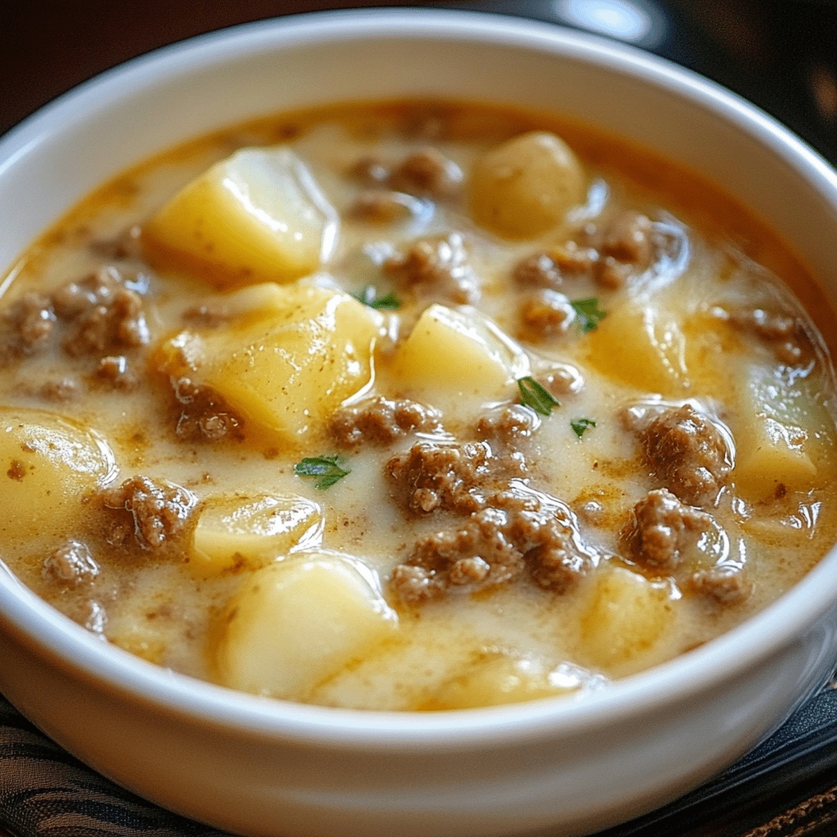 Cheesy Hamburger Potato Soup Recipe