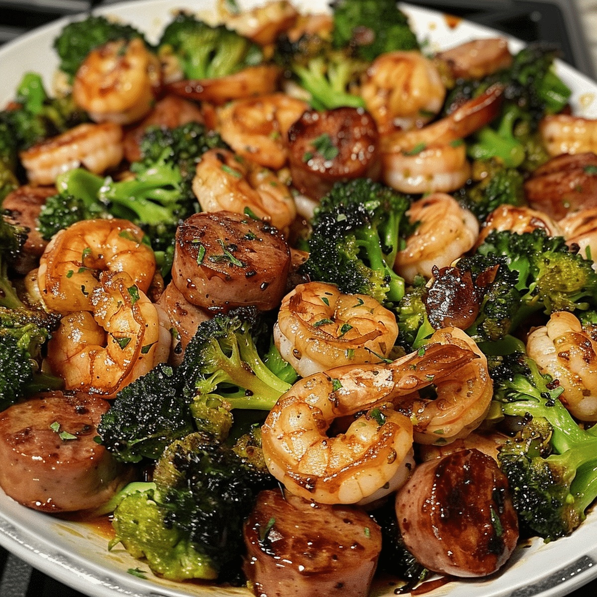 Honey Garlic Shrimp, Sausage & Broccoli Recipe