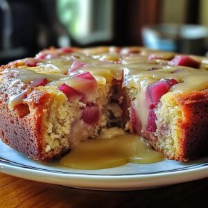 Rhubarb Cake With Butter Sauce Recipe