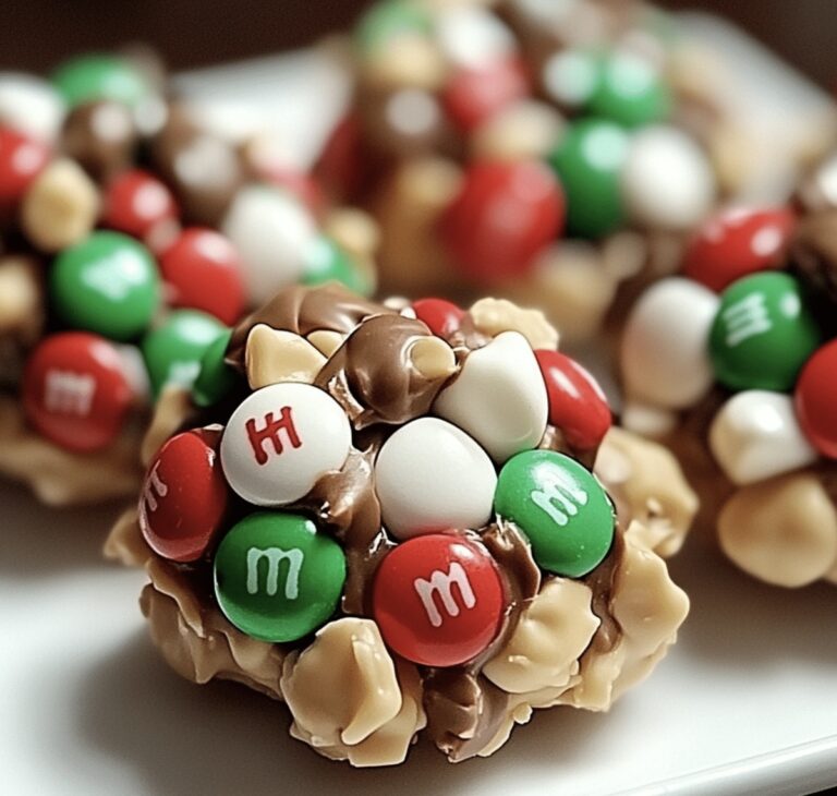 Festive Christmas M&M Peanut Butter Clusters Recipe