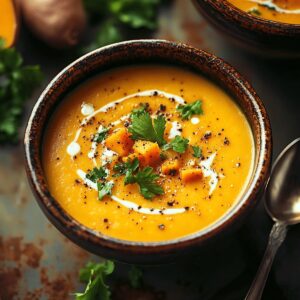 Spicy Butternut Squash Sweet Potato Soup Recipe