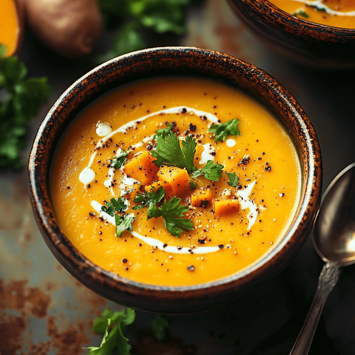 Spicy Butternut Squash Sweet Potato Soup Recipe
