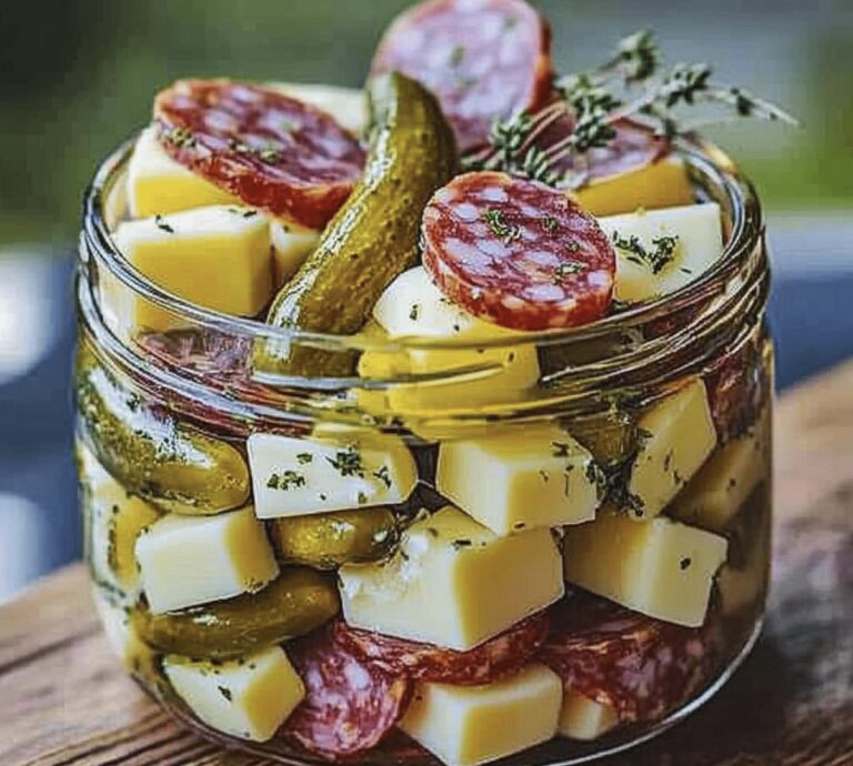Elegant Marinated Cheese Appetizer With Salami & Pickles Recipe