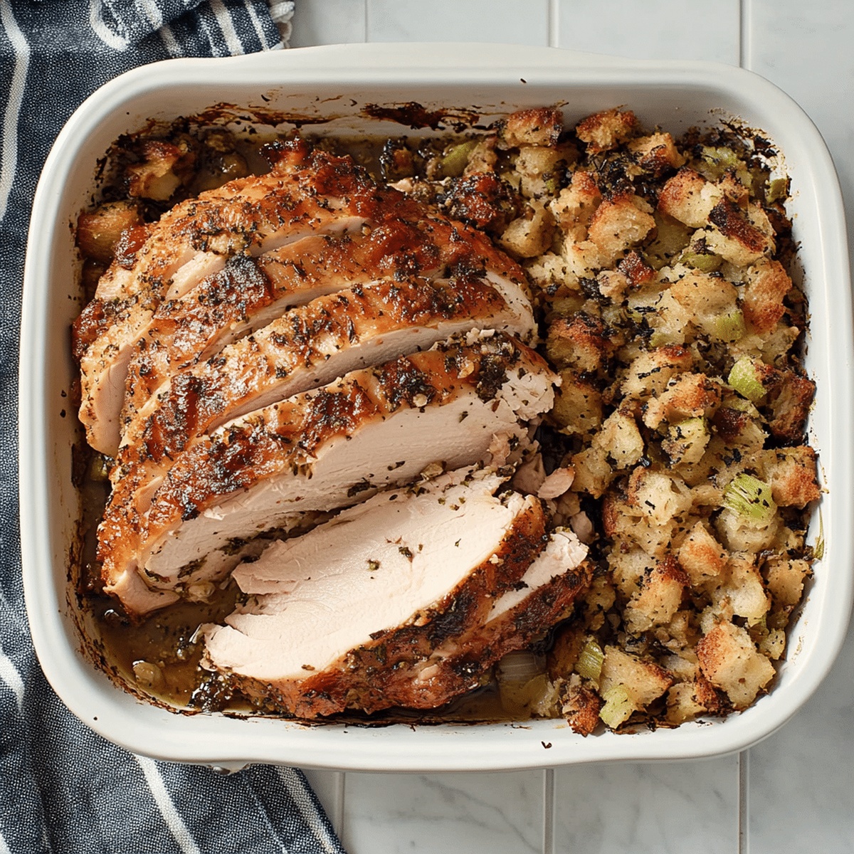 Herb-Roasted Turkey Breast And Stuffing Recipe