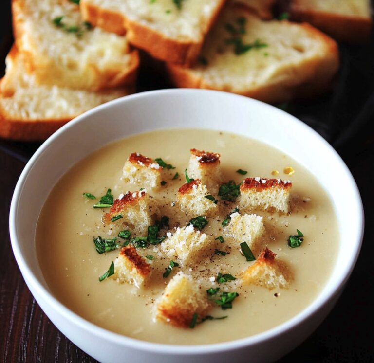Creamy Garlic Bread Soup Recipe
