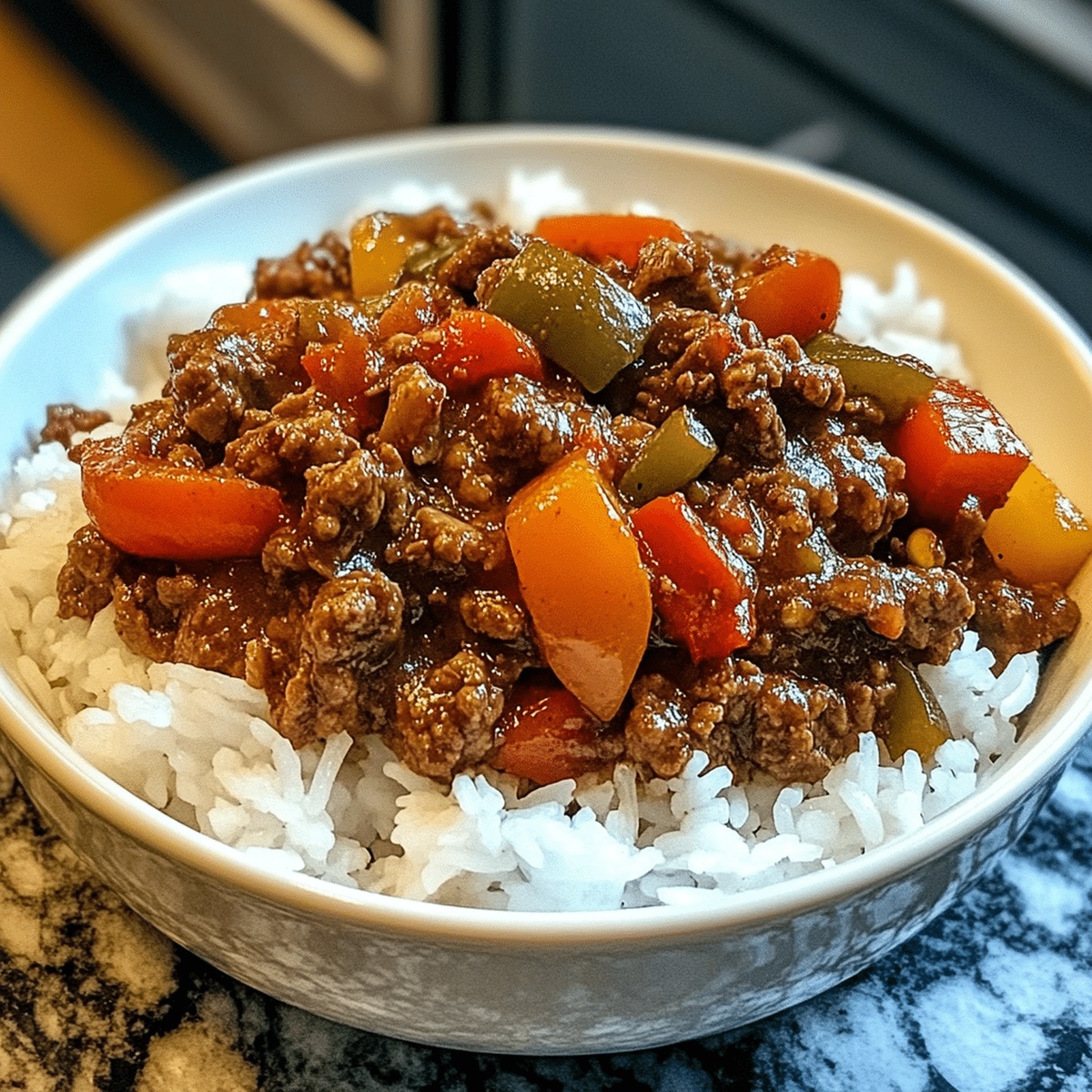 Spicy Beef And Pepper Rice Bowl Recipe