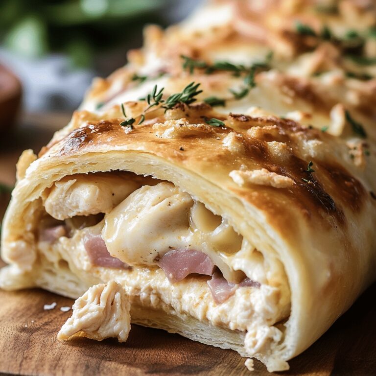 Cheesy Chicken Cordon Bleu Stromboli Recipe