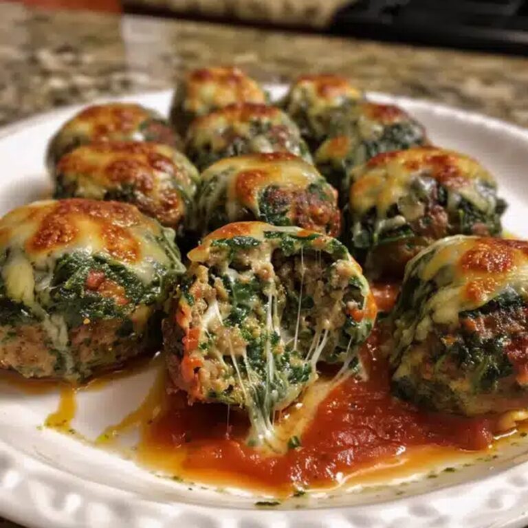 Spinach Garlic Meatballs Stuffed With Mozzarella Recipe