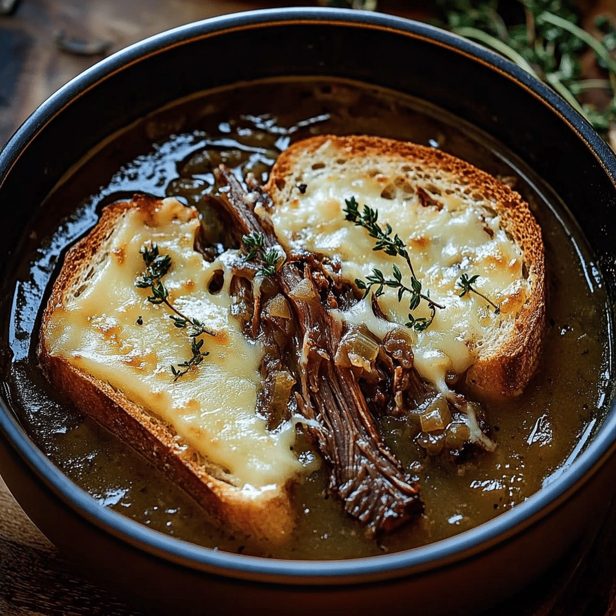 Hearty French Onion Short Rib Soup With Gruyere Toast Recipe