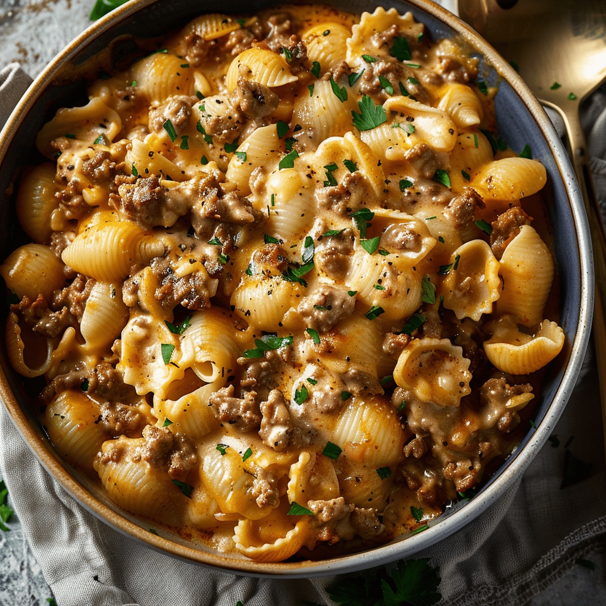 Rich And Comforting Creamy Beef Shells Casserole Recipe