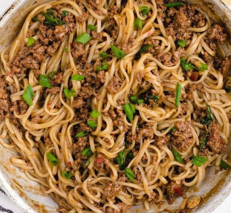 Spicy Mongolian Ground Beef Noodles Recipe