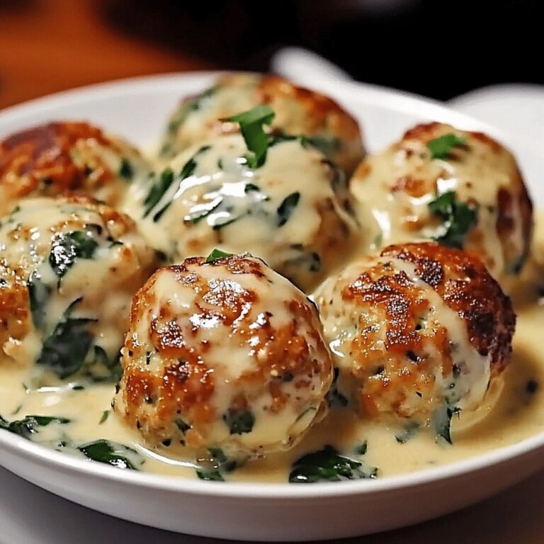 Tender Chicken Ricotta Meatballs With Spinach Alfredo Sauce Recipe