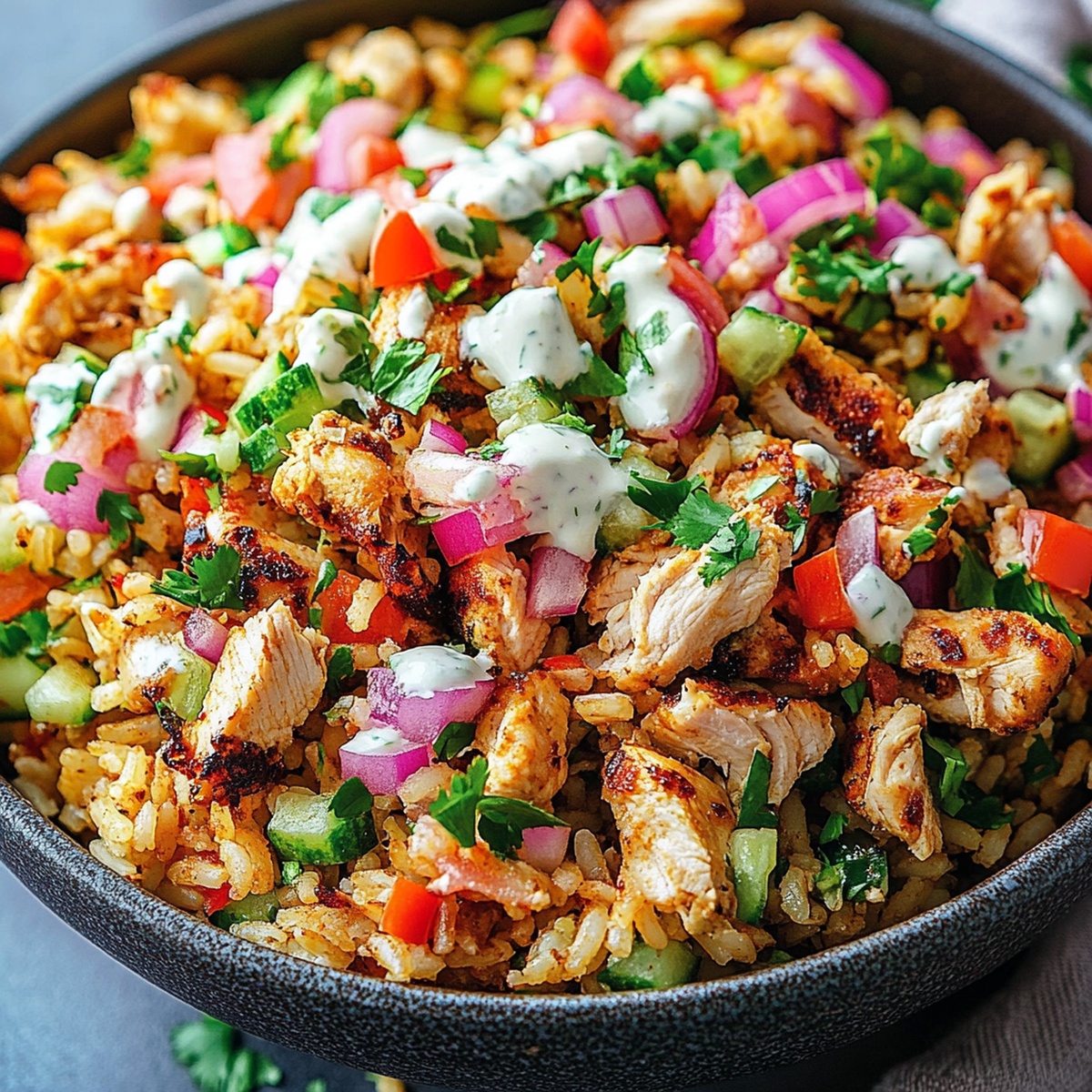 Juicy Chicken Shawarma Crispy Rice Salad Recipe