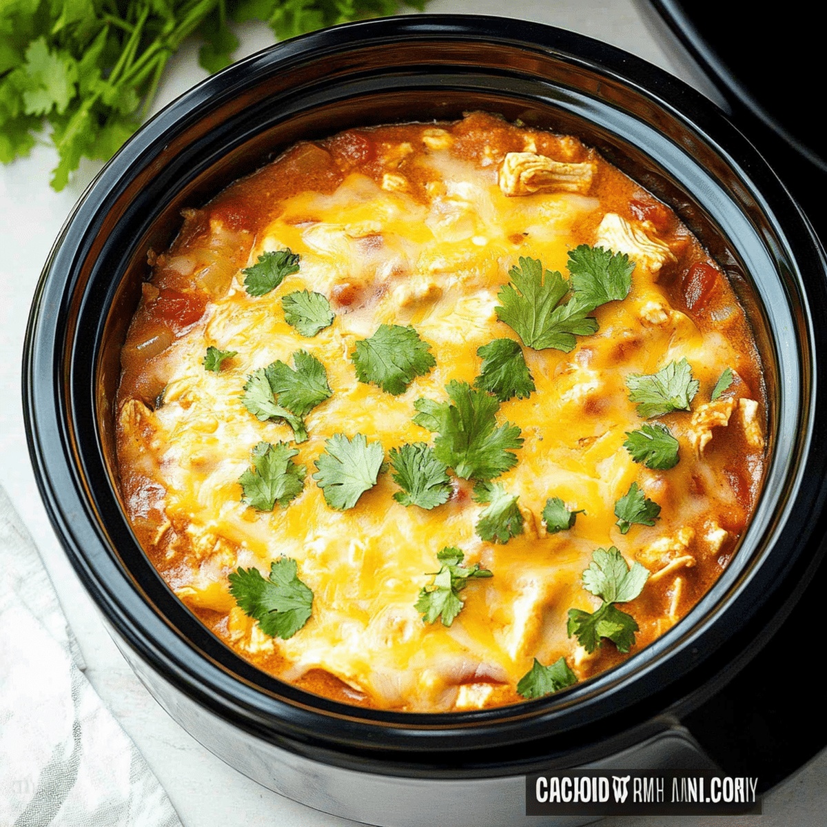 Hearty Crockpot Chicken Enchilada Casserole Recipe