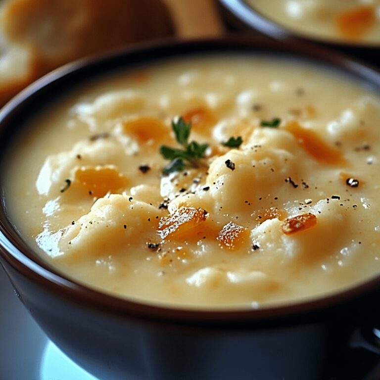 Silky Cheddar Cauliflower & Roasted Garlic Soup Recipe