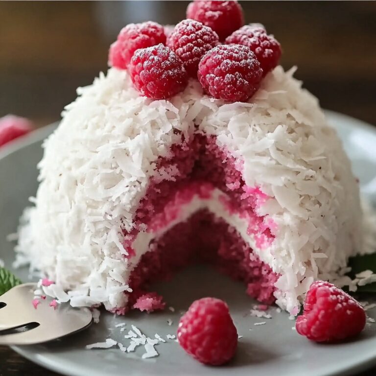 Raspberry Swirl Coconut Snowball Cake Recipe
