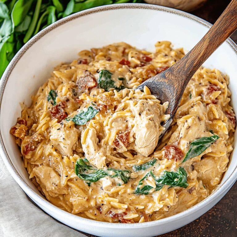 Hearty Slow Cooker Creamy Tuscan Chicken Orzo Recipe