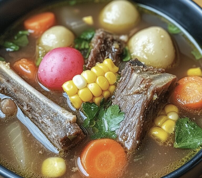 Hearty Beef Rib Soup With Carrots, Corn, And Radish Recipe