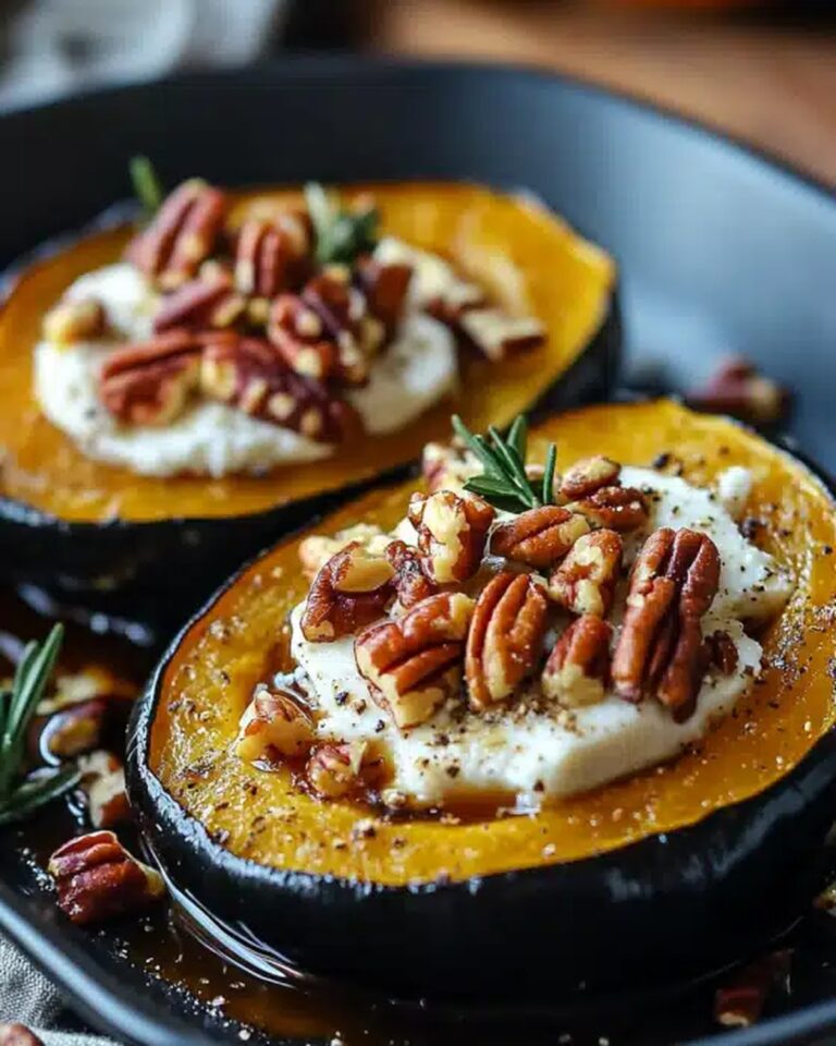 Maple Pecan Goat Cheese Roasted Acorn Squash Recipe