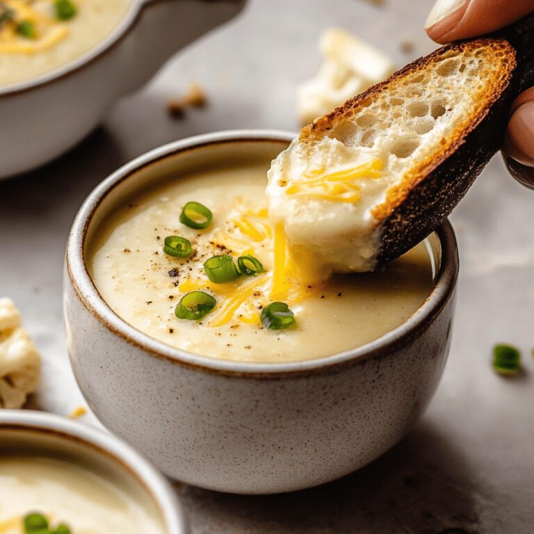 Roasted Garlic Cheddar Cauliflower Soup Recipe