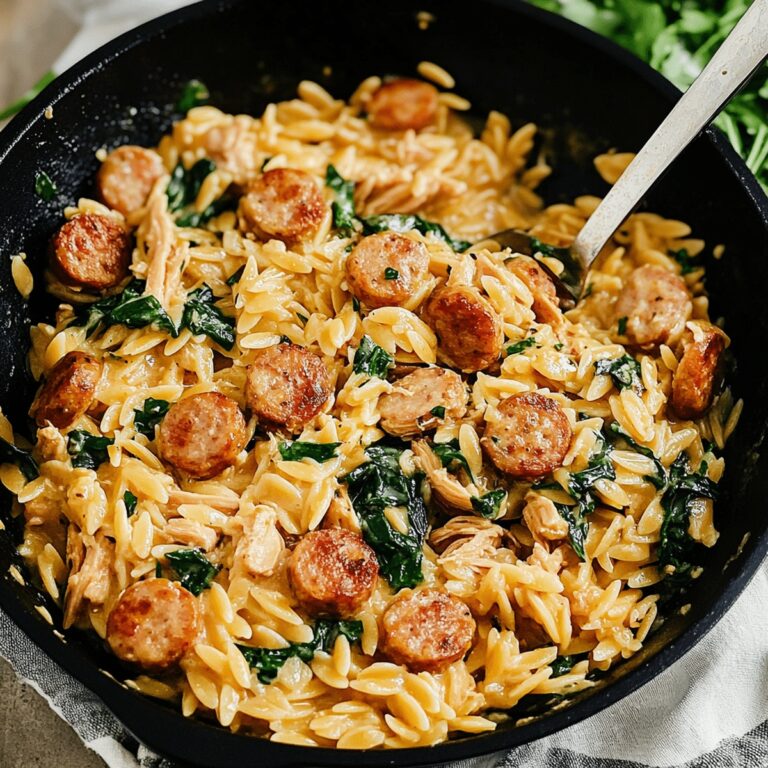 Creamy Chicken Sausage Orzo Skillet Recipe