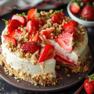 Heavenly Strawberry Crunch Cheesecake Recipe