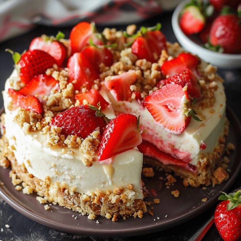 Heavenly Strawberry Crunch Cheesecake Recipe