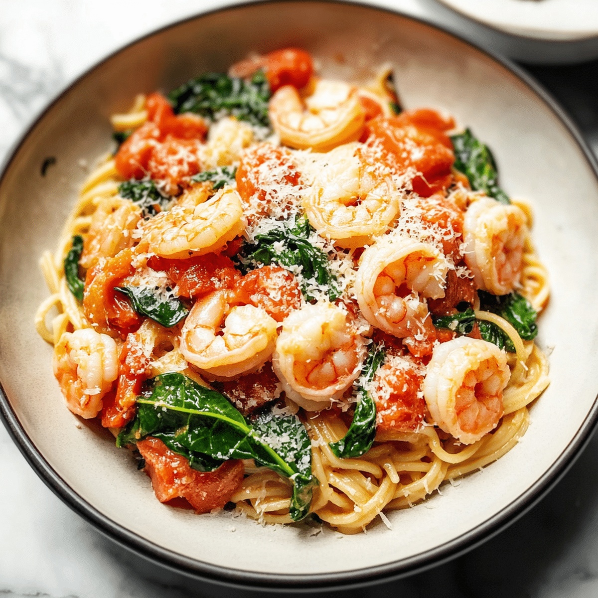 Tomato Spinach Shrimp Pasta Recipe