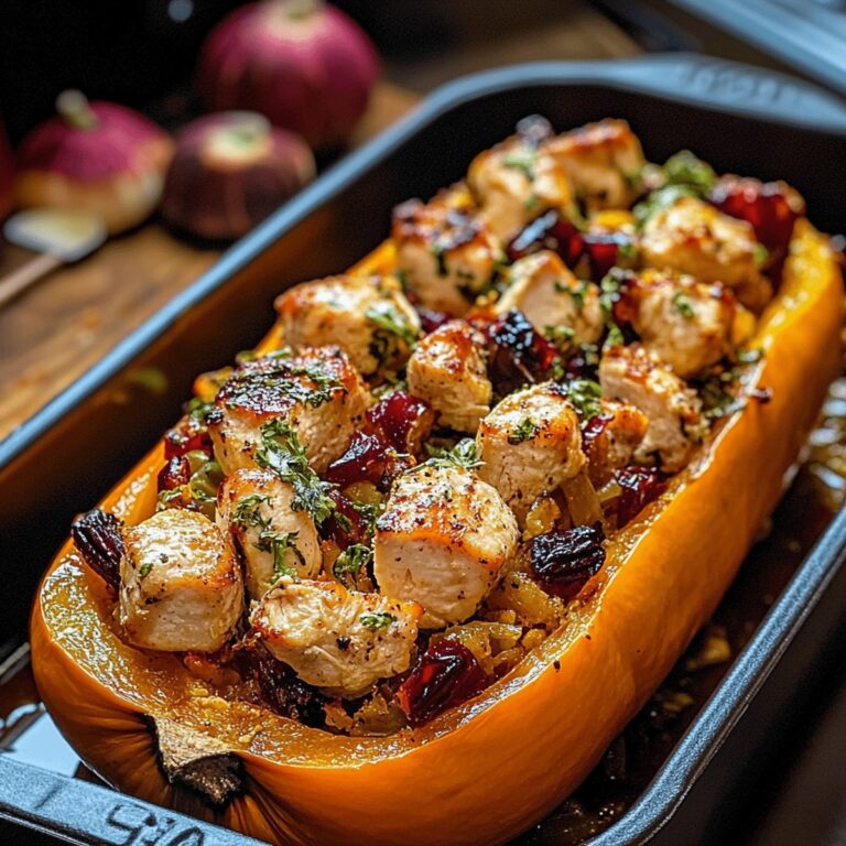 Sweet And Savory Honey Roasted Butternut Squash Stuffed With Chicken Recipe