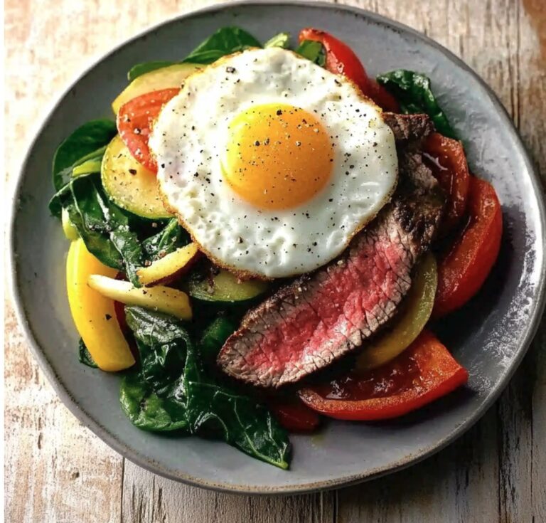 Vegetable, Steak And Eggs Recipe