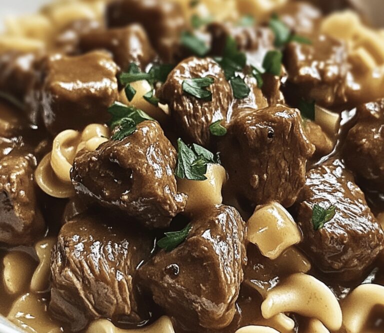Tender Crockpot Beef Tips & Noodles Recipe
