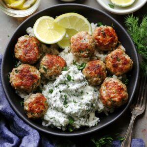 Tangy Greek Turkey Meatballs With Tzatziki Sauce Recipe