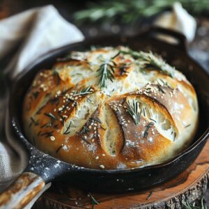 Rustic No Knead Rosemary Garlic Bread Recipe