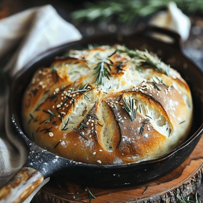Rustic No Knead Rosemary Garlic Bread Recipe