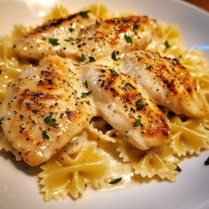 Zesty Lemon Garlic Chicken With Silky Bowtie Pasta Recipe