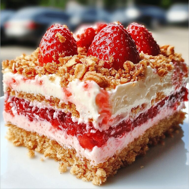 Heavenly Strawberry Crunch Cheesecake Cake Recipe