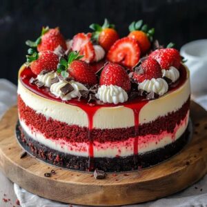 Luscious Strawberry Red Velvet Cheesecake Recipe