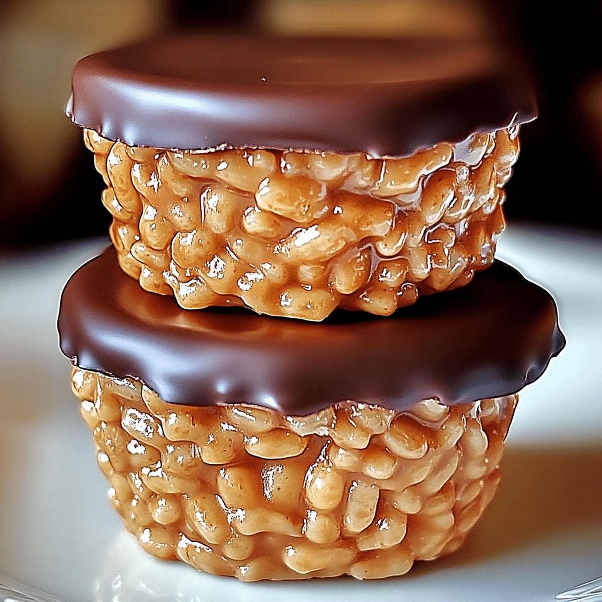 Gooey Chocolate Peanut Butter Rice Krispie Cups Recipe