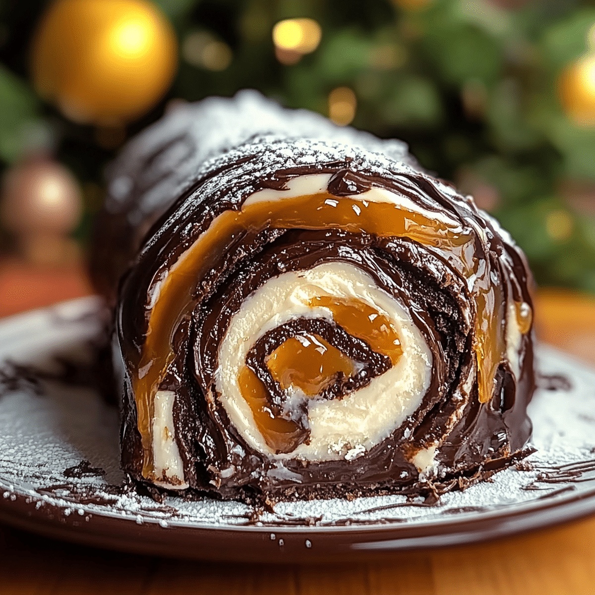 Chocolate Caramel Cream Roll Recipe