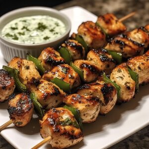 Tangy Honey Jalapeno Chicken Skewers With Cilantro Lime Dip Recipe