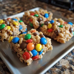 Peanut Butter Rice Krispie Treats With M&Ms Recipe
