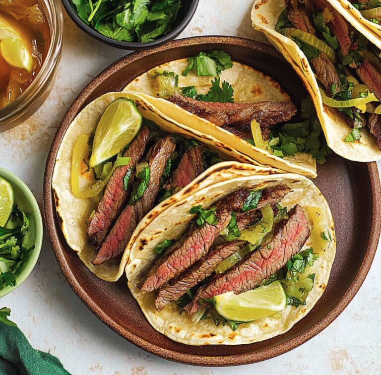 Grilled Onion & Skirt Steak Tacos Recipe