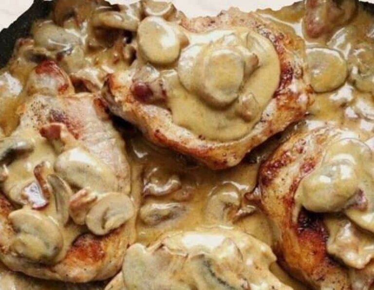 Juicy Bacon Mushroom Pork Chops Recipe